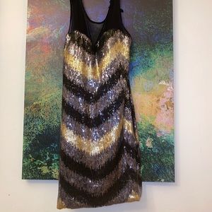 Sequin party dress- Gold, Black & Silver